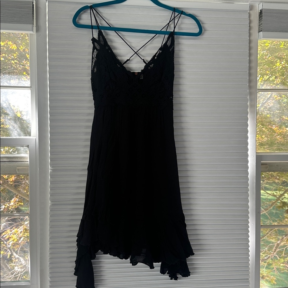 Free People Black Lace Trim Dress